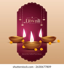 Happy Diwali - festival of lights colorful poster template design with decorative diya lamp. vector illustration. Indian festival of lights Happy Diwali, holiday Background, Diwali celebration.