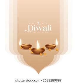 Happy Diwali - festival of lights colorful poster template design with decorative diya lamp. Indian festival of lights Happy Diwali, holiday Background.
