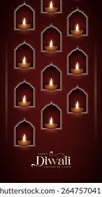 Happy Diwali - festival of lights colorful poster template design with decorative diya lamp. vector illustration. Indian festival of lights Happy Diwali, holiday Background, Diwali celebration.