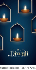 Happy Diwali - festival of lights colorful poster template design with decorative diya lamp. vector illustration. Indian festival of lights Happy Diwali, holiday Background, Diwali celebration.