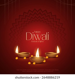 Happy Diwali - festival of lights colorful poster template design with decorative diya lamp. vector illustration.  Indian festival of lights Happy Diwali, holiday Background, Diwali celebration.