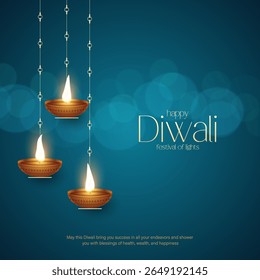 Happy Diwali - festival of lights colorful poster template design with decorative diya lamp. vector illustration.  Indian festival of lights Happy Diwali, holiday Background, Diwali celebration.
