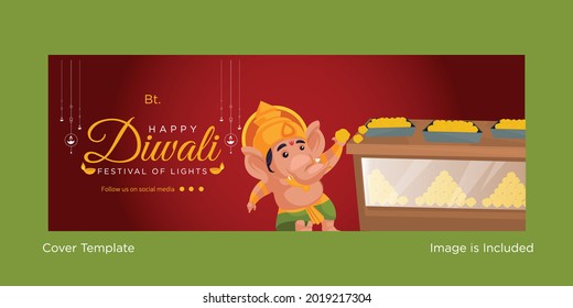 Happy Diwali Festival Of Lights Cover Page Template.