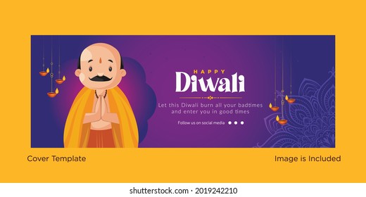 Happy Diwali Festival Of Lights Cover Page Template.