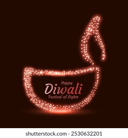 Happy diwali festival of lights creative sparkle shiny diya illustration