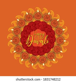 Happy Diwali Festival of lights greeting card vector