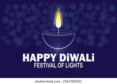 Happy Diwali festival of lights greeting card. Vector illustration.