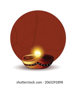Happy Diwali Festival Of Lights, Illustration Of Burning Diya On Happy Diwali