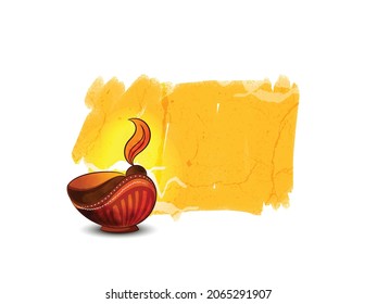 Happy Diwali Festival Of Lights, Illustration Of Burning Diya On Happy Diwali