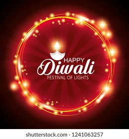 happy diwali festival of lights with mandala