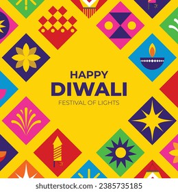 Happy Diwali, festival of lights, Modern geometric minimalist design, Diwali celebration banner and social media template. vector illustration design