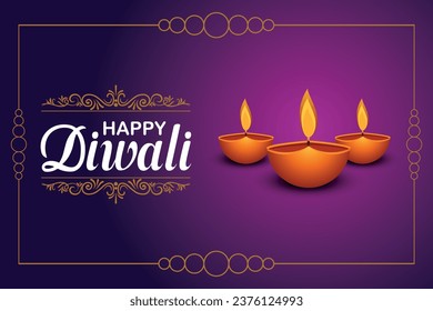 Happy Diwali, festival of lights, Paper Graphic of Indian Rangoli, golden lights, colorful decorative background. Blue magenta background