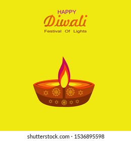 The happy diwali festival of lights poster design wallpaper with yellow background