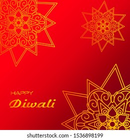 The happy diwali festival of lights poster design wallpaper with red background