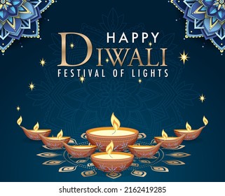 Happy Diwali festival of lights poster illustration