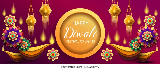 Happy Diwali Festival / Festival of lights / Vector illustration 