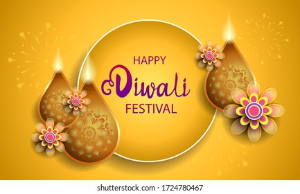 Happy Diwali Festival / Festival of lights / Vector illustration / greetings card, invitation, posters, brochure, calendar, flyers, banners