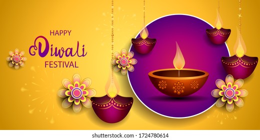 Happy Diwali Festival / Festival of lights / Vector illustration / greetings card, invitation, posters, brochure, calendar, flyers, banners