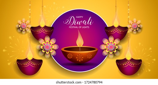 Happy Diwali Festival / Festival of lights / Vector illustration / greetings card, invitation, posters, brochure, calendar, flyers, banners