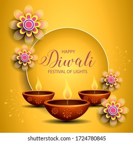 Happy Diwali Festival / Festival of lights / Vector illustration / greetings card, invitation, posters, brochure, calendar, flyers, banners