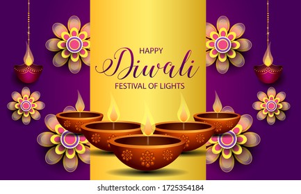 Happy Diwali Festival / Festival of lights / Vector illustration / greetings card, invitation, posters, brochure, calendar, flyers, banners