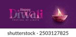 Happy Diwali festival with oil lamp, Rangoli decoration with Diya, Diwali holiday Background with rangoli, Diwali celebration greeting card,vector.