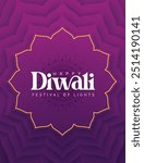 Happy Diwali festival with oil lamp, Rangoli decoration with Diya, Diwali holiday Background with rangoli, Diwali celebration greeting card,vector.