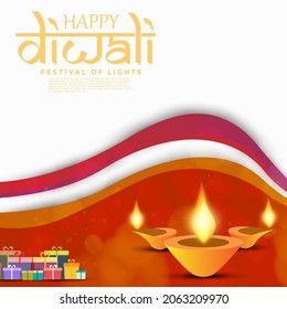 Happy Diwali festival with oil lamp, Diwali holiday Background with diwali element, Diwali celebration sale greeting card,vector.