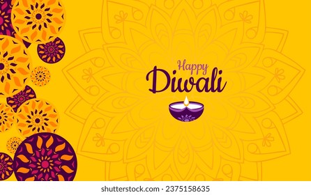 happy diwali festival with oil lamp celebration  background