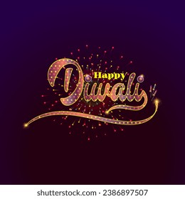 Happy Diwali festival with oil lamp, Diwali holiday Background with rangoli, Diwali celebration greeting card,vector.