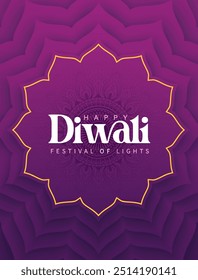 Happy Diwali festival with oil lamp, Rangoli decoration with Diya, Diwali holiday Background with rangoli, Diwali celebration greeting card,vector.