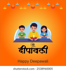 Happy Diwali festival with Diwali oil lamp, Diwali holiday Background with Diya