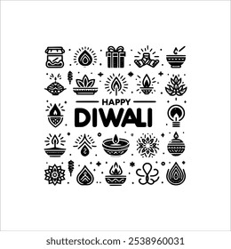 Happy Diwali festival with Diwali oil lamp, Diwali holiday Background with Diya