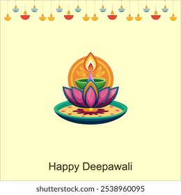 Happy Diwali festival with Diwali oil lamp, Diwali holiday Background with Diya
