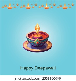 Happy Diwali festival with Diwali oil lamp, Diwali holiday Background with Diya