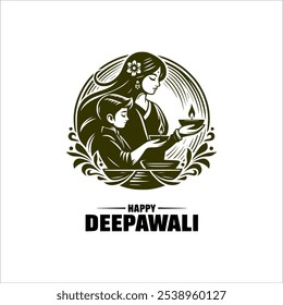 Happy Diwali festival with Diwali oil lamp, Diwali holiday Background with Diya