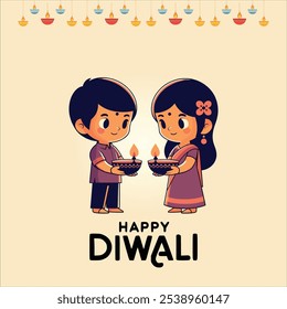 Feliz festival de Diwali com lâmpada de óleo de Diwali, fundo de feriado de Diwali com Diya