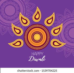 happy diwali festival poster flat design vector illustration