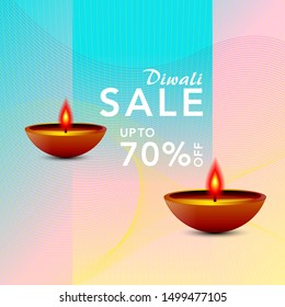Happy diwali festival sale, template elegant vector for greeting card, banner, background. Beautiful design with paper cut style of Indian.