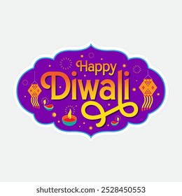 Happy Diwali Festival Sticker Design Template