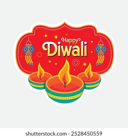 Feliz Diwali Festival modelo de design adesivo