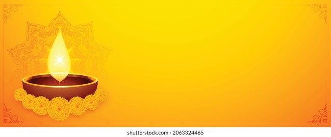 happy diwali festival yellow banner design