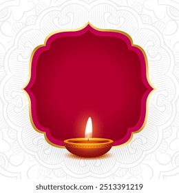happy diwali festive background. realistic diya with text space vector