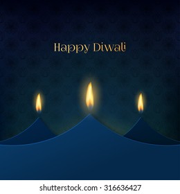 Happy Diwali festive background with stylized oil lamps made from paper. Happy Diwali Card. Vector illustration