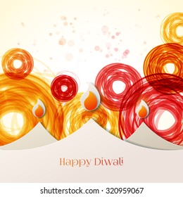 Happy Diwali festive background with stylized oil lamps made from paper. Happy Diwali Card. Vector illustration