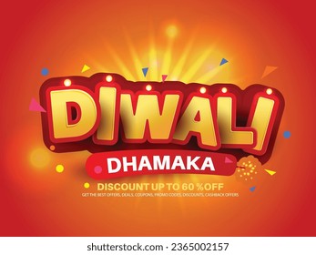 Happy Diwali festive sale offer, greeting cards,banner with indian diya lamps,creative text and decorative background Vector illustration.
