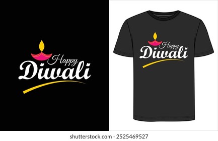 Feliz diwali festivo diwali camiseta Coloridas lámparas de arcilla diya.