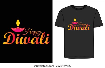 Feliz diwali festivo diwali camiseta Coloridas lámparas de arcilla diya.