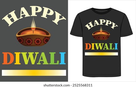 Feliz diwali festivo diwali camiseta Coloridas lámparas de arcilla diya.