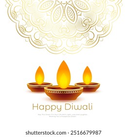 Fondo blanco festivo feliz de Diwali con Vector de Diya